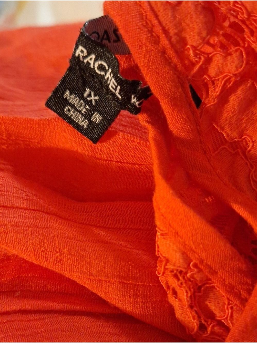 Zac & Rachel Orange Red Crepe Sundress 1X - Picture 7 of 7